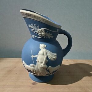 Vintage Blue Jasperware Creamer Shepherdess